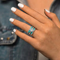 Maillard Style Oil Painted Six Prong Inlaid Ring For Women, Princess Light Luxury Jewelry view 3