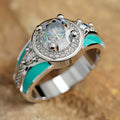 Vintage British Chic Ring For Women, Niche Personality Enamel Geometric Statement Finger Ring view 2