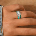 Vintage British Chic Ring For Women, Niche Personality Enamel Geometric Statement Finger Ring view 3