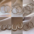 Minimalist Copper Geometric C Shape Hoop Earrings With Silver Pin For Women view 2