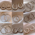 Minimalist Copper Geometric C Shape Hoop Earrings With Silver Pin For Women view 1