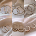 Minimalist Copper Geometric C Shape Hoop Earrings With Silver Pin For Women view 4