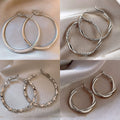 Minimalist Copper Geometric C Shape Hoop Earrings With Silver Pin For Women view 3