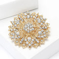Alloy Hollow Rhinestone Crystal Flower Brooch Pin For Suit Decoration view 3