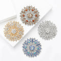 Alloy Hollow Rhinestone Crystal Flower Brooch Pin For Suit Decoration view 2