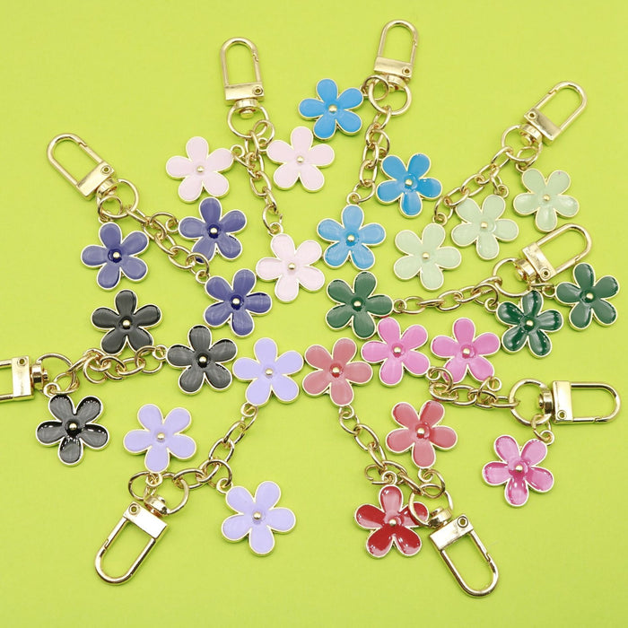 Zinc Alloy Colorful Flower Keychain DIY Bag Charm Accessory