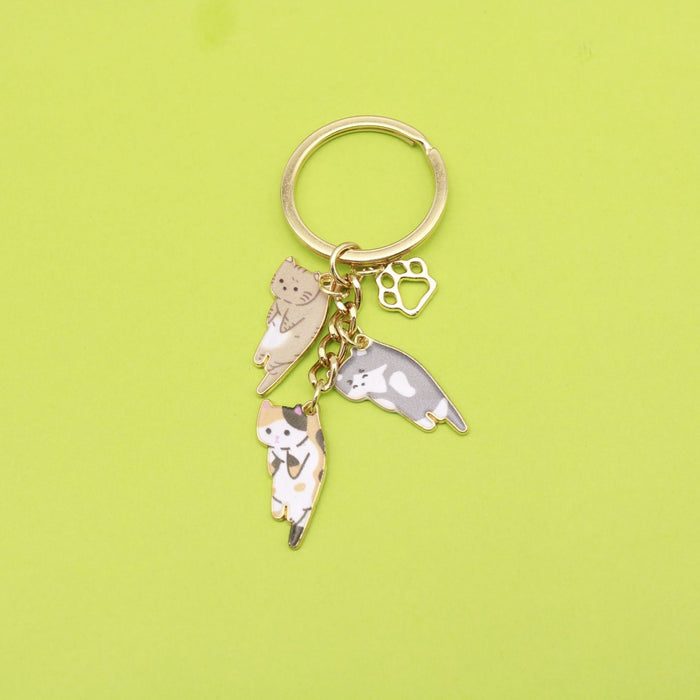 Metal Cat Paw Print Keychain Bag Charm