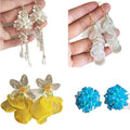 Sweet Acrylic Flower Chiffon Tassel Drop Earrings With Silver Needle Geometric Floral Design view 5