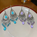 Alloy Rhinestone Geometric Round Teardrop Tassel Drop Earrings Vintage Ethnic Style view 2