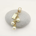 Metal Crystal Pearl Heart Keychain Bag Charm Gift view 3