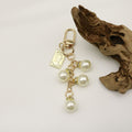 Metal Crystal Pearl Heart Keychain Bag Charm Gift view 4