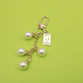 Metal Crystal Pearl Heart Keychain Bag Charm Gift view 1