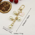 Crystal Pearl Heart Keychain Bag Charm view 2