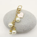 Crystal Pearl Heart Keychain Bag Charm view 3