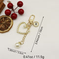 Metal Pearl Heart Princess Keychain Phone Bag Charm Gift view 2