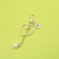 Metal Pearl Heart Princess Keychain Phone Bag Charm Gift view 1