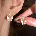 Women's Forest Style Butterfly Earrings With Micro Paved Zircon And Enamel Oil Painting Detail view 2