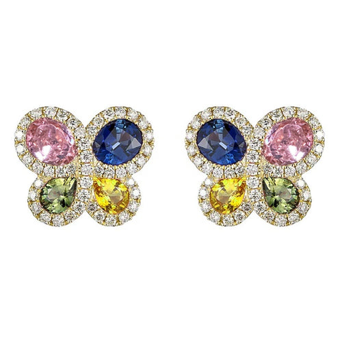 Colorful Dopamine Stud Earrings For Women, Niche Geometric Butterfly Sweet Cool Jewelry
