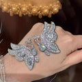 Butterfly Animal Inspired Ring With Micro Pave Zircon And Geometric Luxury Design view 2