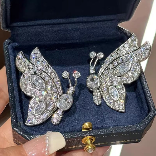 Butterfly Animal Inspired Ring With Micro Pave Zircon And Geometric Luxury Design