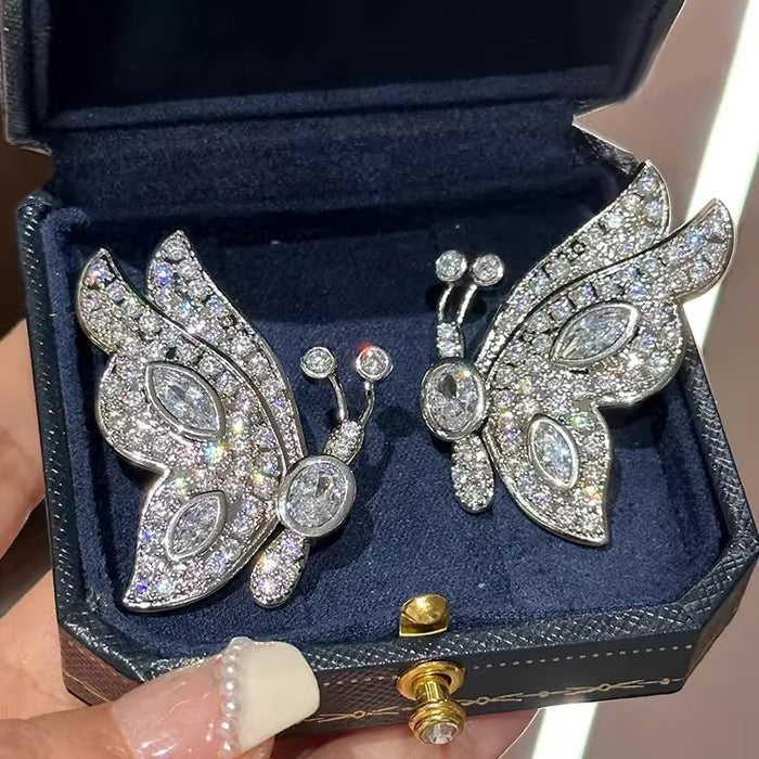 Butterfly Animal Inspired Ring With Micro Pave Zircon And Geometric Luxury Design