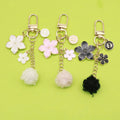 Metal Flower Letter Pom Pom Keychain For Phone Bag Charm view 1