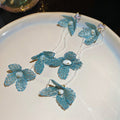 Silver Needle Zircon Crystal Ribbon Flower Tassel Drop Earrings Light Luxury Summer Style view 4