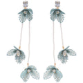 Silver Needle Zircon Crystal Ribbon Flower Tassel Drop Earrings Light Luxury Summer Style view 5