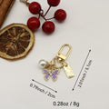 Zinc Alloy Cartoon Butterfly Letter Pearl Keychain Bag Charm Gift view 2
