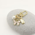 Zinc Alloy Cartoon Butterfly Letter Pearl Keychain Bag Charm Gift view 4