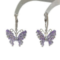 Light Luxury Copper Hoop Earrings With Sparkling Zircon Butterfly Charm For Women view 5