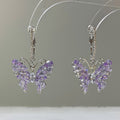 Light Luxury Copper Hoop Earrings With Sparkling Zircon Butterfly Charm For Women view 4