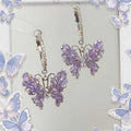 Light Luxury Copper Hoop Earrings With Sparkling Zircon Butterfly Charm For Women view 2