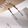 Elegant Red Blue Square Rhinestone Alloy Chain Tassel Long Drop Stud Sweet Cool Earrings view 3
