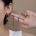 Elegant Red Blue Square Rhinestone Alloy Chain Tassel Long Drop Stud Sweet Cool Earrings view 1