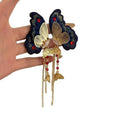 Vintage Court Style Glass Rhinestone Butterfly Open Ring For Women view 5