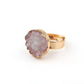 Gold Tone Round Crystal Cluster Adjustable Rings in Six Color Options view 5