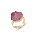 Gold Tone Round Crystal Cluster Adjustable Rings in Six Color Options view 2