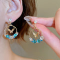 Light Luxury Copper Butterfly Zircon Round Geometric Stud Earrings For Women view 4