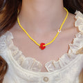 Cat Eye Stone Beaded Flower Pendant Necklace For Women Pastoral Dopamine Clavicle Chain view 4