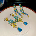 Light Luxury Alloy Rhinestone Flower Teardrop Tassel Drop Earrings With Silver Posts view 3