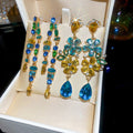 Light Luxury Alloy Rhinestone Flower Teardrop Tassel Drop Earrings With Silver Posts view 1