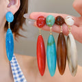 Acrylic Large Teardrop Drop Earrings With Silver Pins, European Minimalist Statement Jewelry view 2