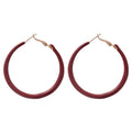 Red Enamel Round Metal Hoop Earrings With Silver Pin Minimalist Fashion Design For Women view 5