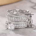 Two Piece Stackable Wedding Ring Set For Women, Micro Pave Zircon Four Prong Couple Rings view 4