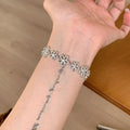 Light Luxury Silver Lace Flower Copper Adjustable Bangle For Women Jewelry view 4