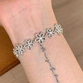 Light Luxury Silver Lace Flower Copper Adjustable Bangle For Women Jewelry view 2
