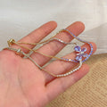 Purple Crystal Zircon Butterfly Adjustable Copper Bangle Light Luxury Stackable Bracelet For Women view 3