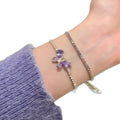 Purple Crystal Zircon Butterfly Adjustable Copper Bangle Light Luxury Stackable Bracelet For Women view 5