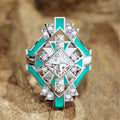 Women's Three Piece Ring Set, Futuristic Tech Style Square Oil Painting Statement Jewelry view 2